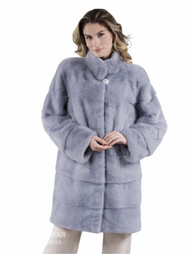 Норковая шуба "Джаз" воротник сапфир