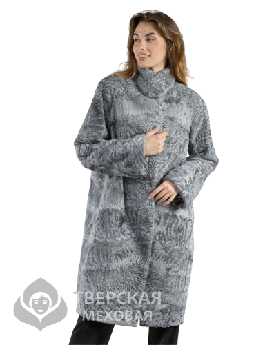 шуба из каракуля "Манзари" воротник серый 105