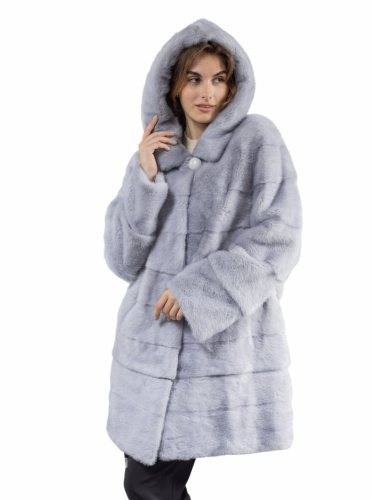 Норковая шуба «Джаз» капюшон сапфир